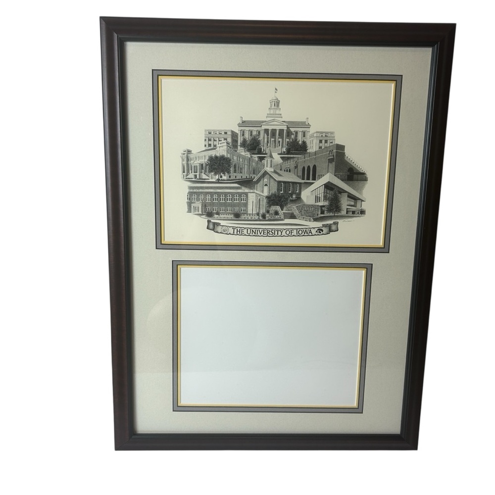 The University of Iowa Diploma Frame Campus Drawing Double Picture Frame